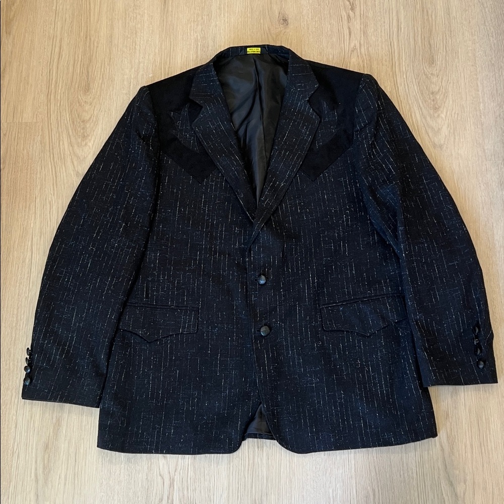 Vintage US Made Grand Entry 44 reg Blue Patterned Blazer
